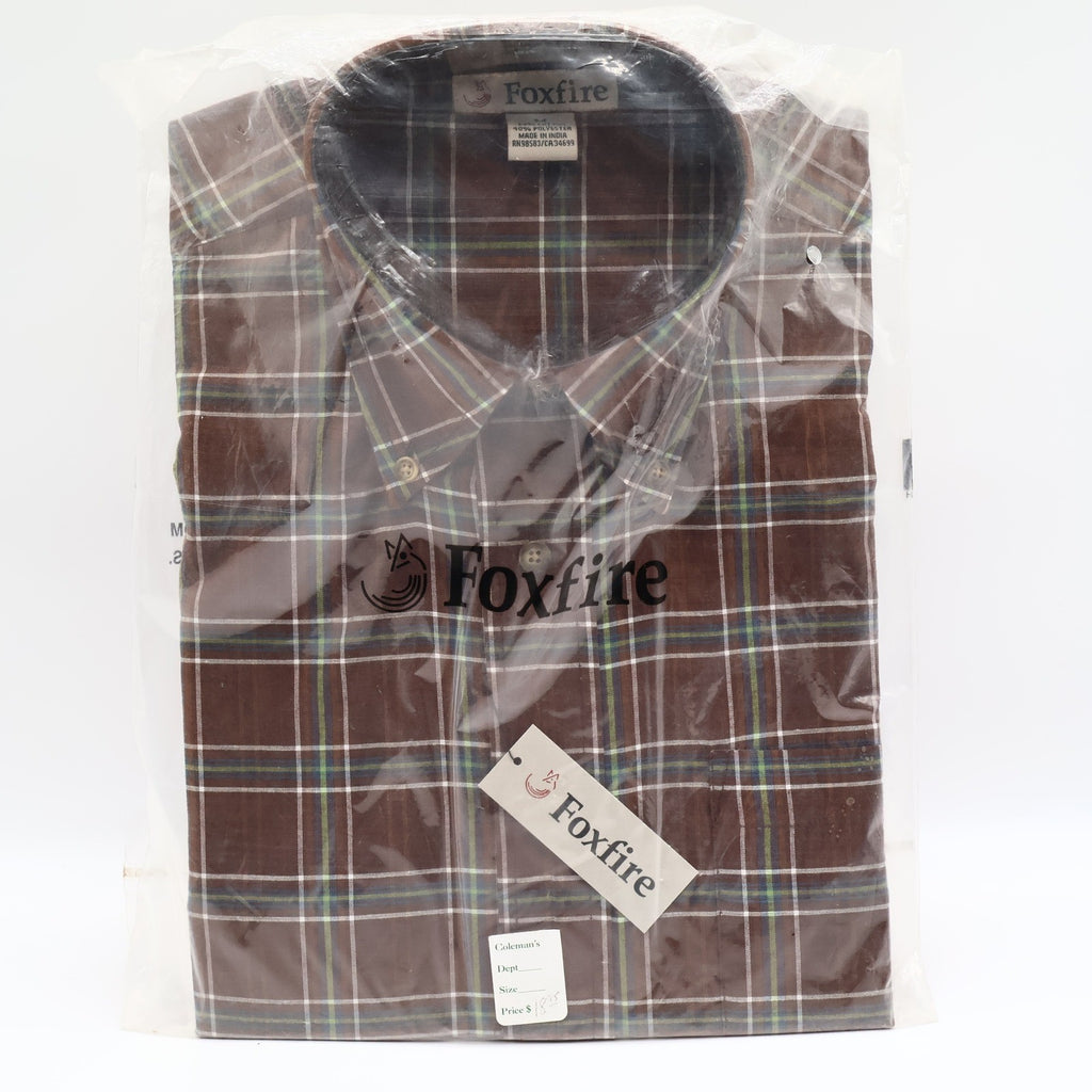 Foxfire Shirt Mens M Brown Blue Green Plaid Cotton Blend Button Down Collar NWT - take2supply