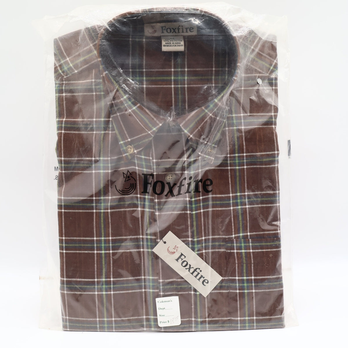 Foxfire Shirt Mens M Brown Blue Green Plaid Cotton Blend Button Down Collar NWT - take2supply