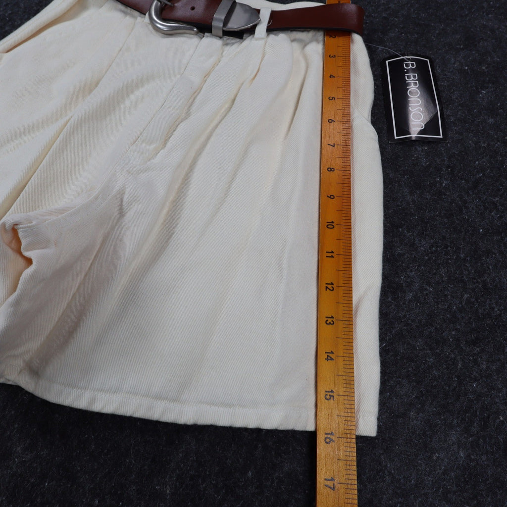 B. Bronson Shorts Womens 3 Vintage 90s Natural Cotton Pleated High Waist Belted - take2supply