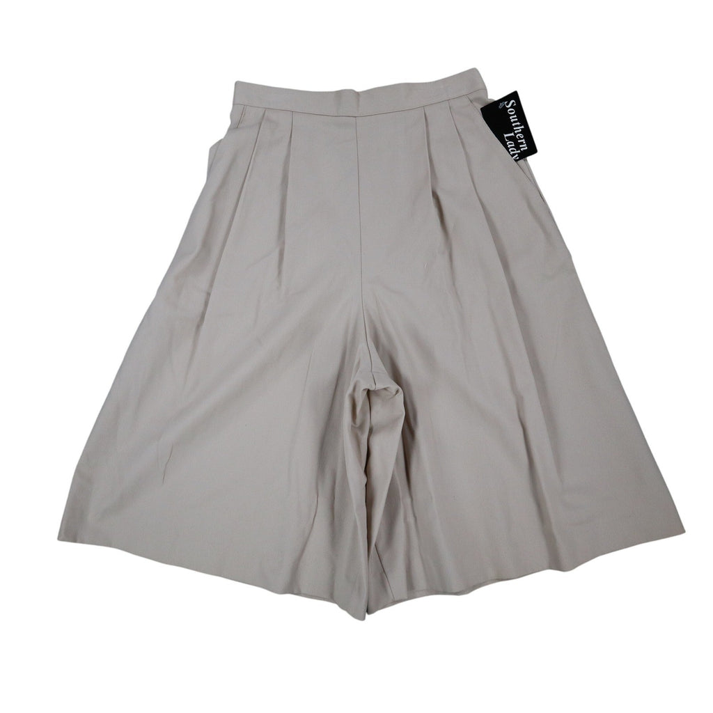 Southern Lady Culottes Womens 10 Vintage 90s Khaki Twill Pleated Wide Leg Shorts - take2supply