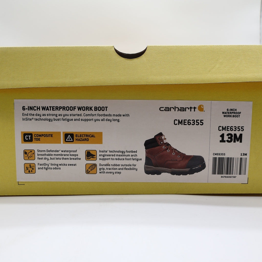Carhartt CME6355 6-Inch Waterproof Work Boot Mens 13 Brown Leather New - take2supply