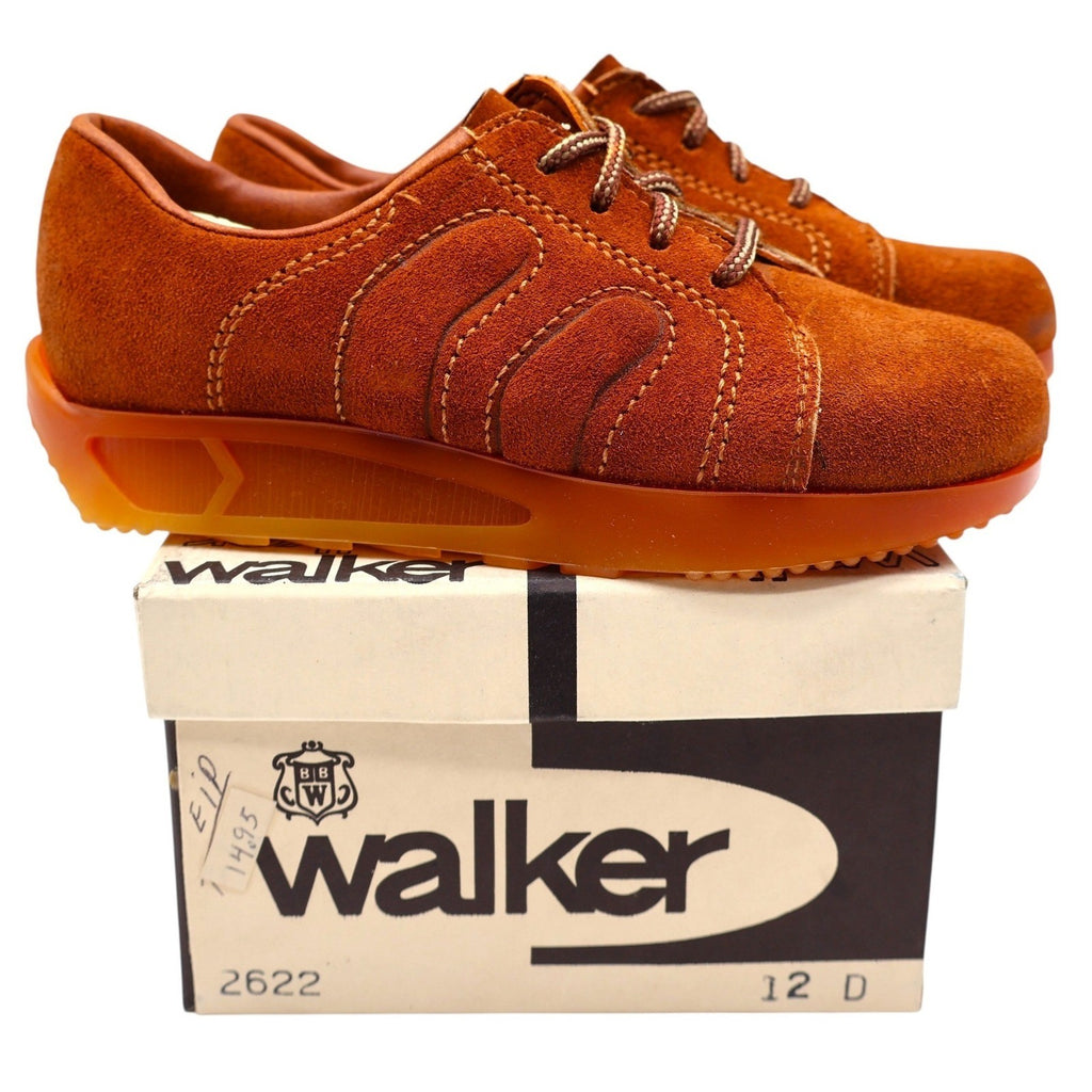 Walker Oxford Sneakers Kids 12 D Vintage 70s Rust Suede Platform Made in USA - take2supply