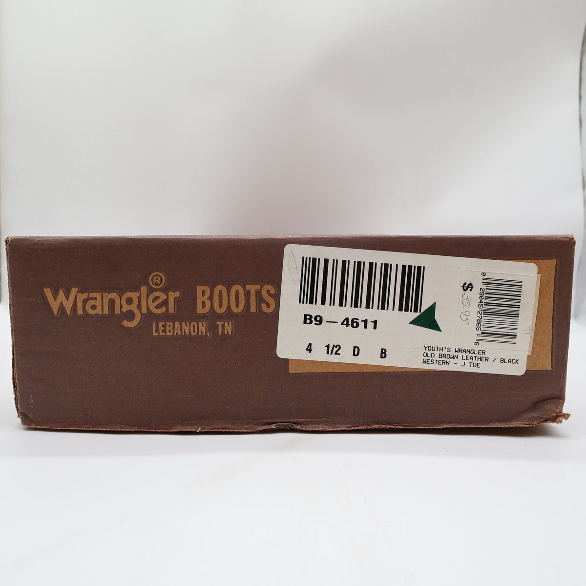 Wrangler Vintage Western Boots Youth 4.5 D Old Brown Leather Black NWT USA Made - take2supply