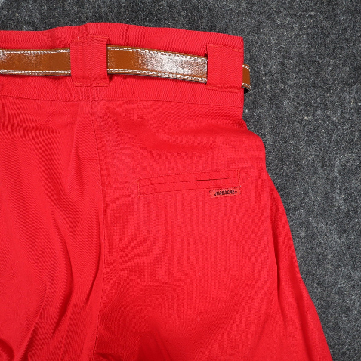 Jordache Pleated Shorts Womens 5/6 Vintage Red Cotton High Waist Western Belt - take2supply