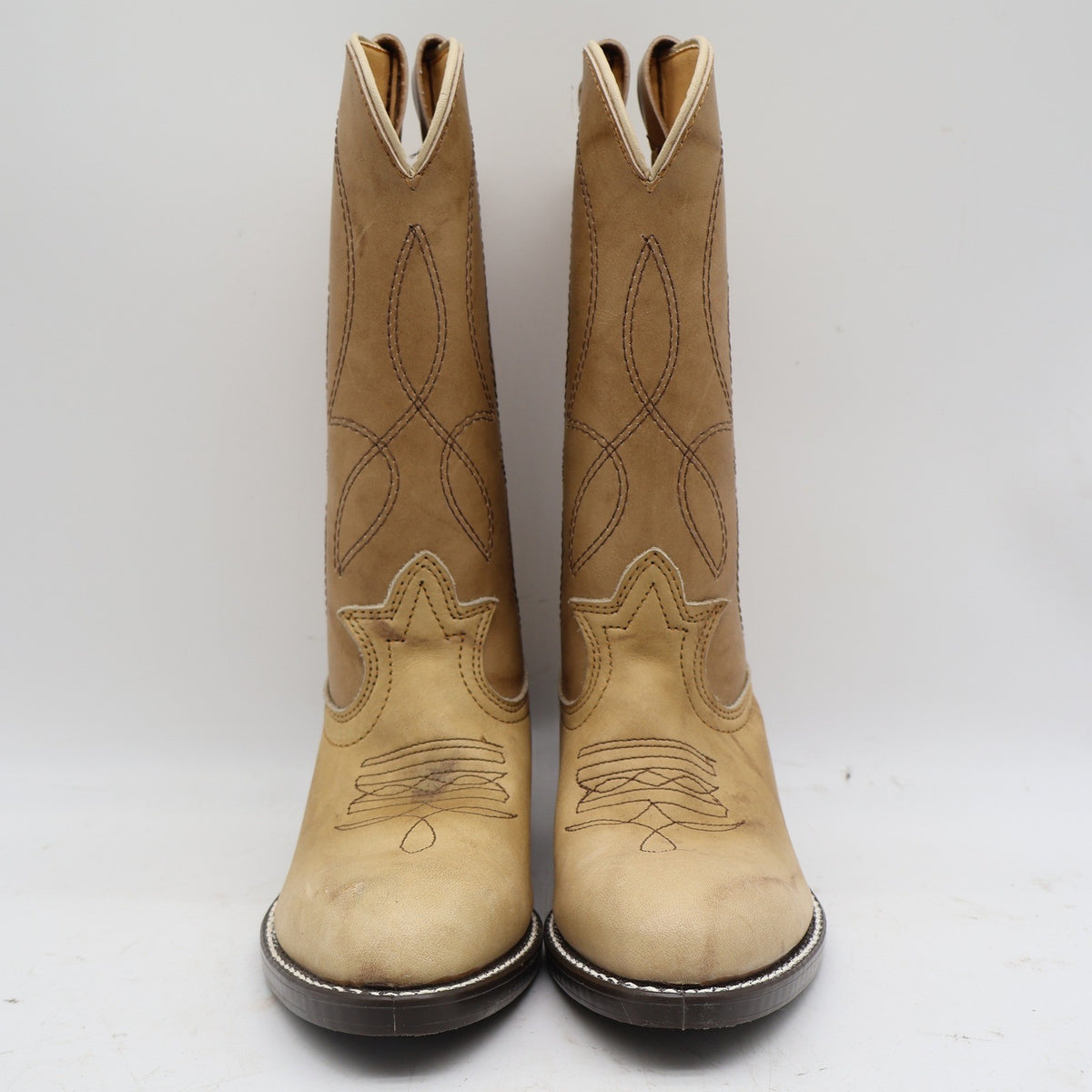 Laredo Western Boots Kids 4.5 D Vintage Natural Tan Leather Cowboy 28-01715 NAT - take2supply