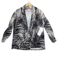 Erin London Cardigan Small Black Cream Palm Leaf Ruched Sleeve Open Front NWT - take2supply
