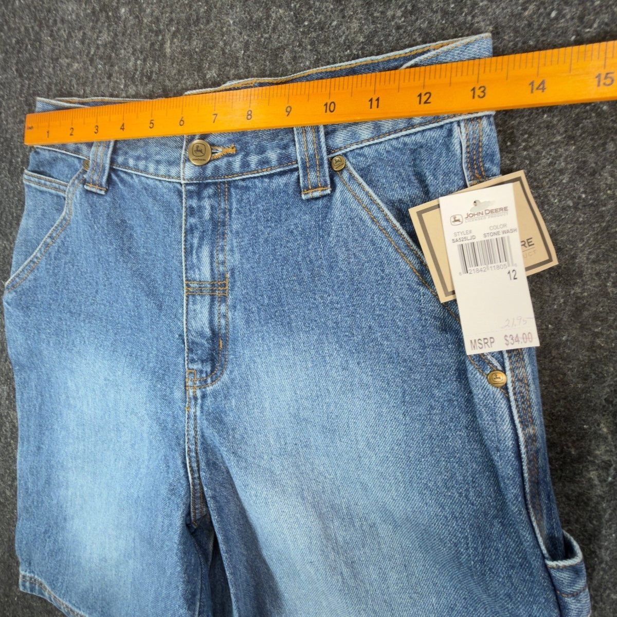 John Deere Y2K Carpenter Denim Shorts Boys 12 Stone Wash Cotton NWT Deadstock - take2supply