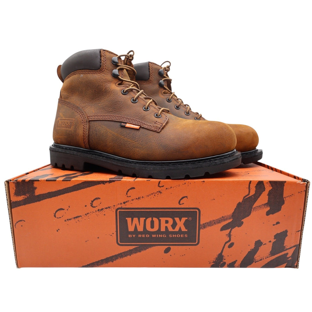 WORX by Red Wing 5606 Steel Toe Work Boots Mens 9 Brown Leather New Box - take2supply