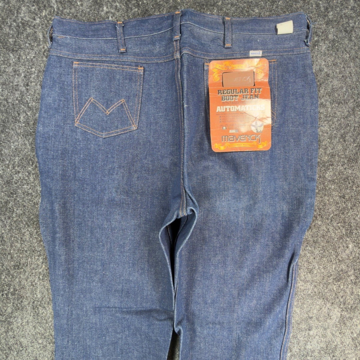 Maverick Vintage 1970s Bootcut Jeans Mens 42x34 Dark Wash Cotton Denim NOS NEW - take2supply
