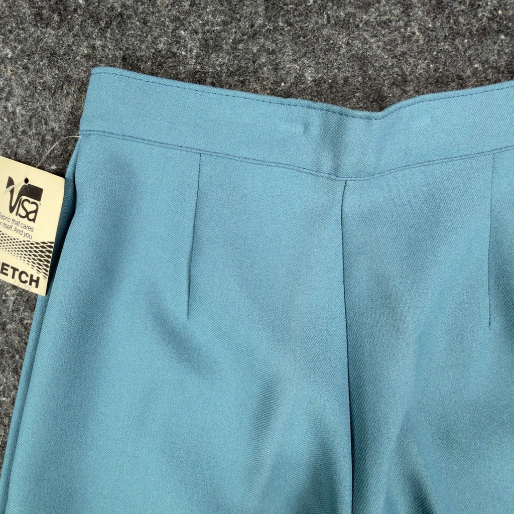 Visa Vintage 70s Stretch Trousers Womens 12 Blue Polyester Deadstock NWT - take2supply