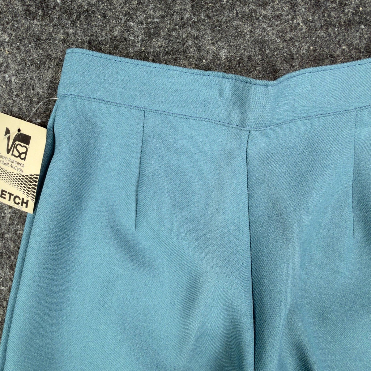 Visa Vintage 70s Stretch Trousers Womens 12 Blue Polyester Deadstock NWT - take2supply