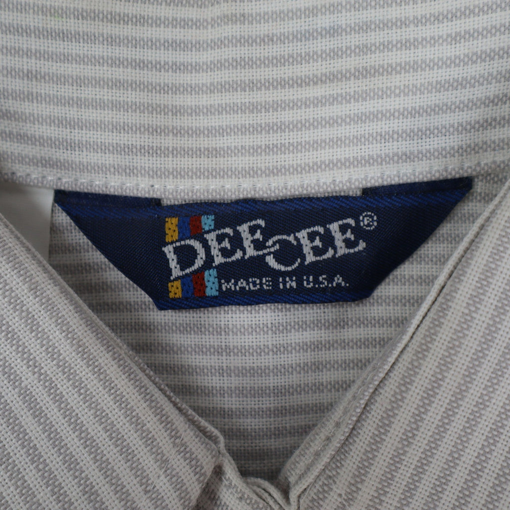 Dee Cee Striped Button Up Shirt Womens 9/10 Vintage 80s Gray Cotton Blend USA - take2supply