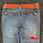US Polo Assn Y2K Flare Jeans Girls 8 Blue Denim Stretch Belted NWT - take2supply