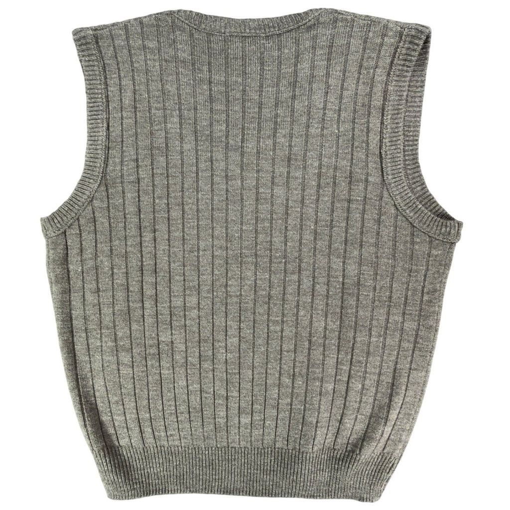 D'Avila V-Neck Sweater Vest Mens Large Charcoal Heather Grey Ribbed Knit NWT - take2supply