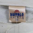 Buffalo Shirts Henley Shirt Medium Vintage 90s Skier Graphic Long Sleeve Cream - take2supply