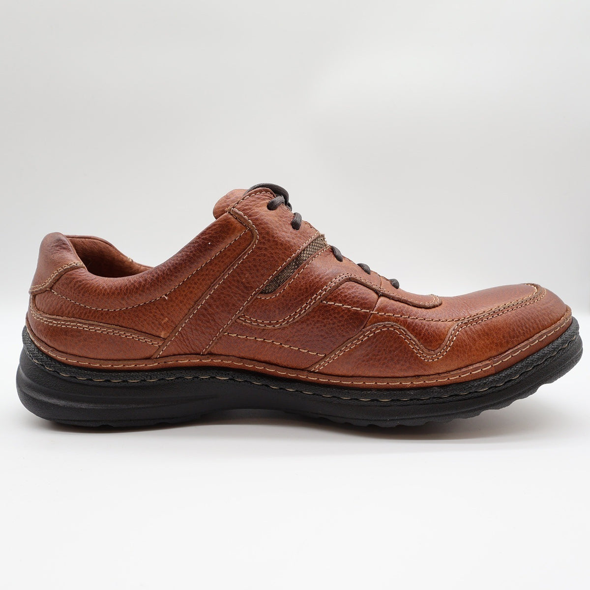 Hush Puppies Pathway Mens 10.5 Tan Grained Leather Bounce Comfort Oxford Shoes - take2supply