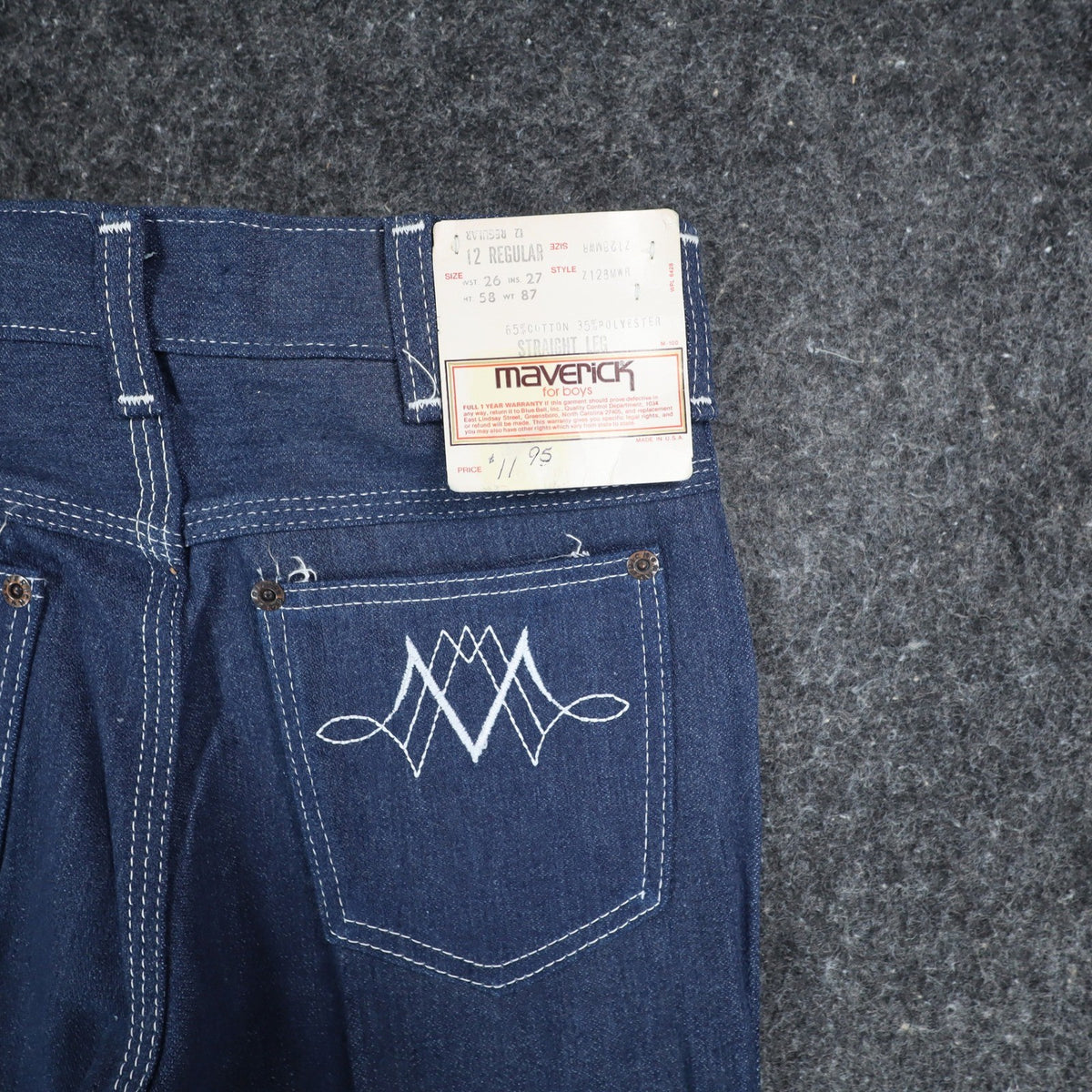 Maverick Straight Leg Jeans Boys 12 Regular Vintage Deadstock USA Blue Denim - take2supply