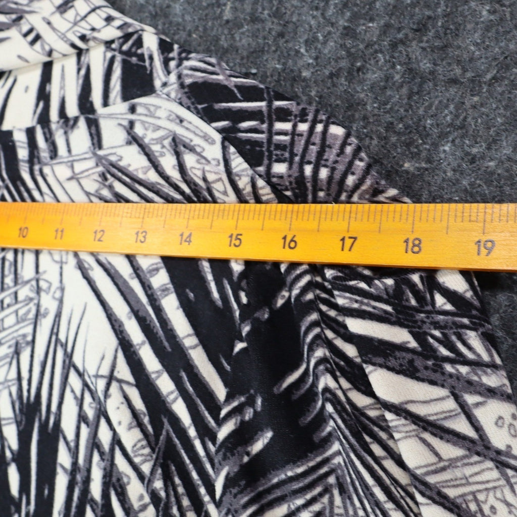 Erin London Cardigan Small Black Cream Palm Leaf Ruched Sleeve Open Front NWT - take2supply