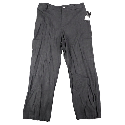 Charcoal AGB cargo pants, full front view with hangtag