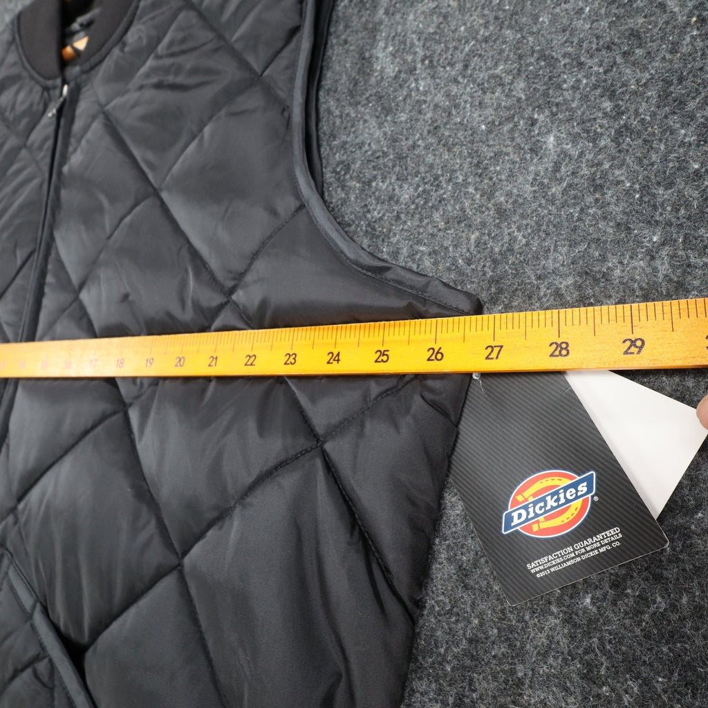 Dickies Insulated Nylon Vest Mens XL Black Diamond Quilt Water Repellent TE242BK - take2supply