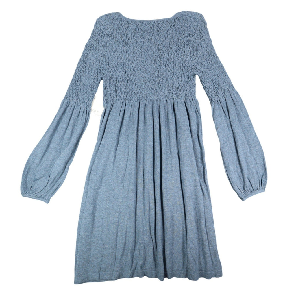 Angie Dress Womens Size M Blue Smocked Knit Bell Sleeve Mini Boho Y2K X4325 - take2supply