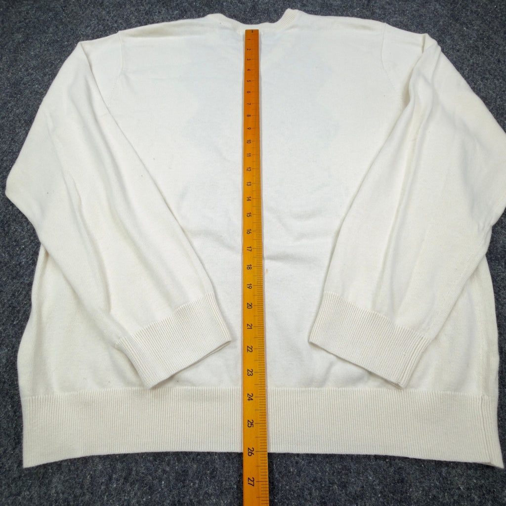 Van Heusen Argyle V-Neck Sweater Mens XL Cream Brown Grey Cotton NWT - take2supply