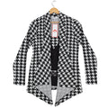 Lanalee Cardigan Women Small Black White Houndstooth Open Front Made in Canada - take2supply
