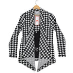 Lanalee Cardigan Women Small Black White Houndstooth Open Front Made in Canada - take2supply