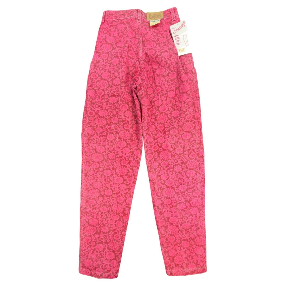 Lee Vintage 80s Floral Casuals Pants Girls 14 Slim Pink USA Made NOS NWT - take2supply