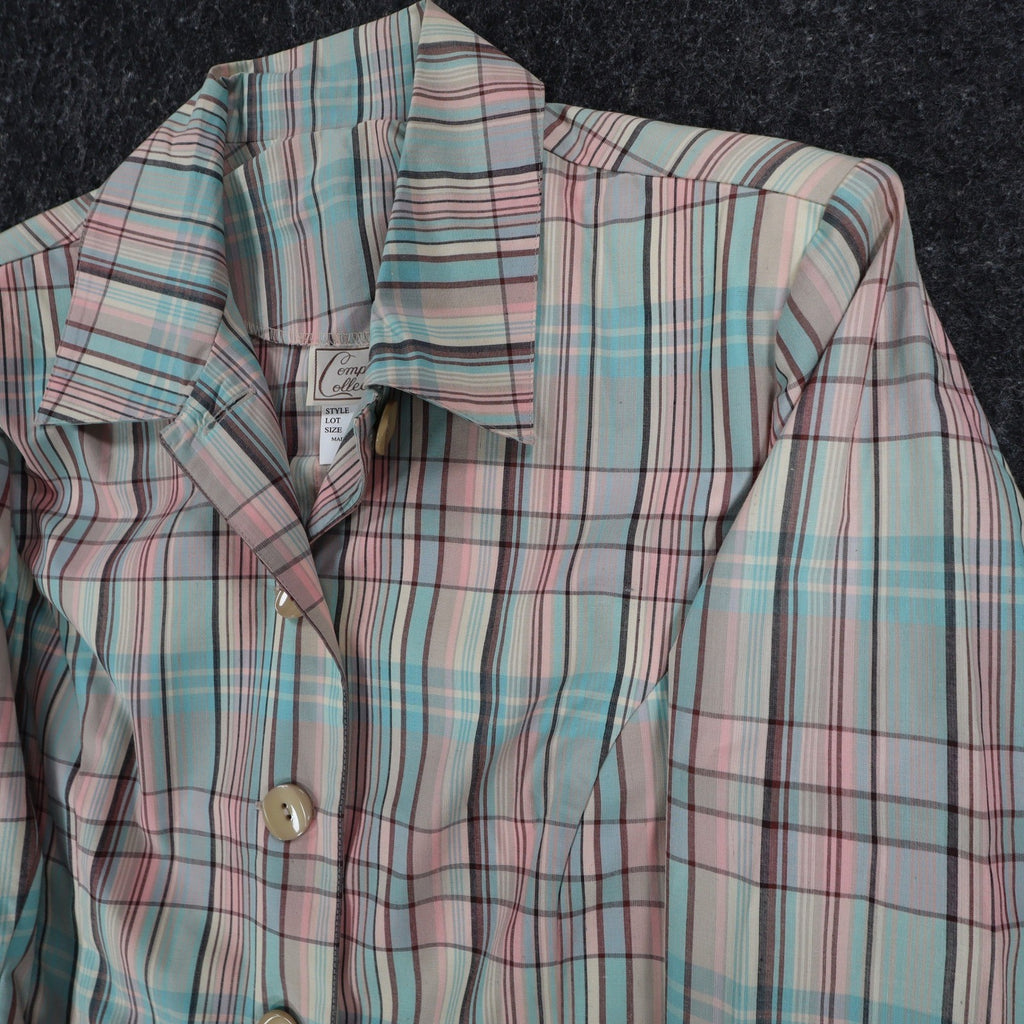 Company Collection Blazer Womens 12 Pastel Plaid Cotton Blend Unlined Jacket NWT - take2supply