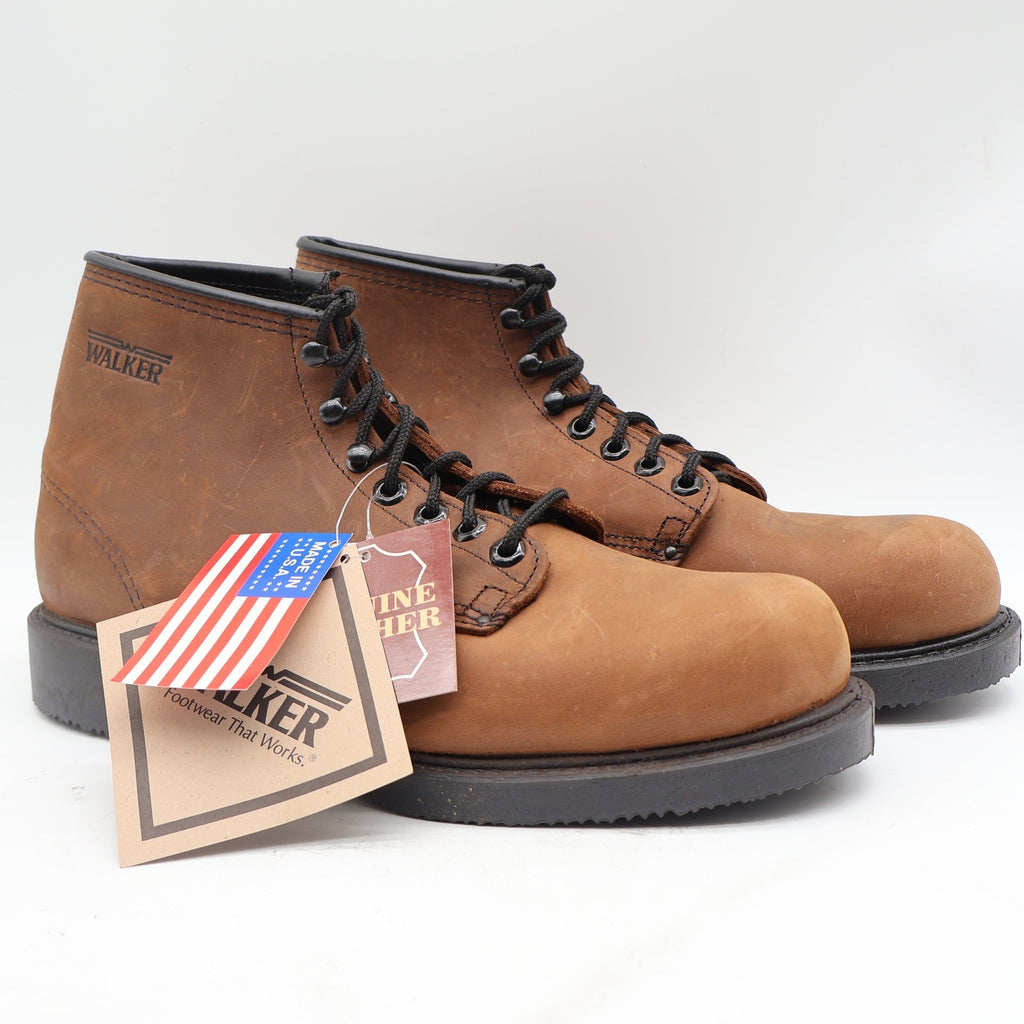 Walker Work Boots Mens 10 D Vintage Made in USA Brown Leather Lace Up 685 NEW - take2supply