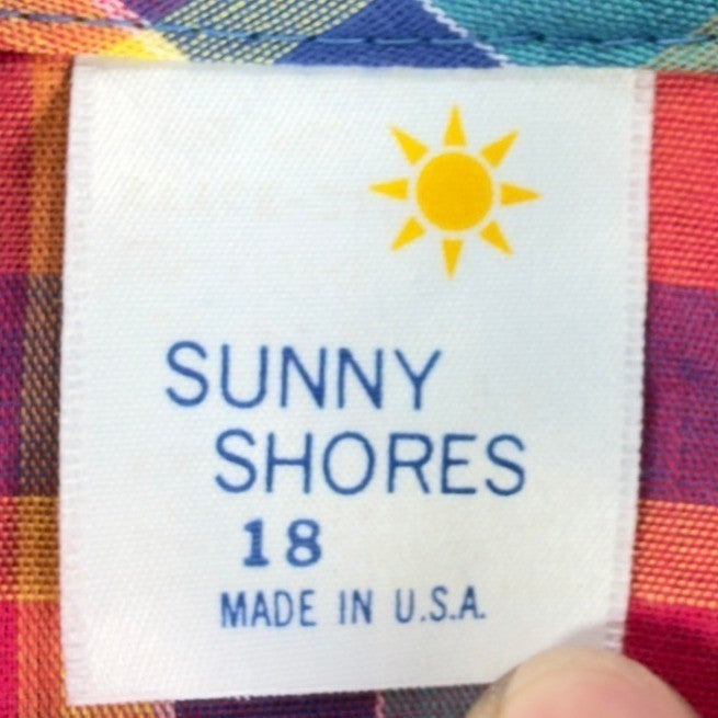 Sunny Shores Vintage 80s Bow Blouse Womens 18 Multi Plaid NWT Deadstock - take2supply
