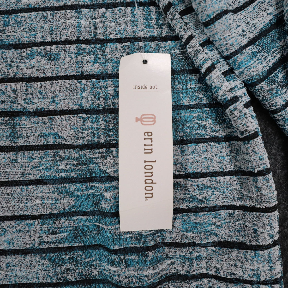 Erin London Top Womens L Blue Black Striped Textured Knit Long Sleeve NWT - take2supply