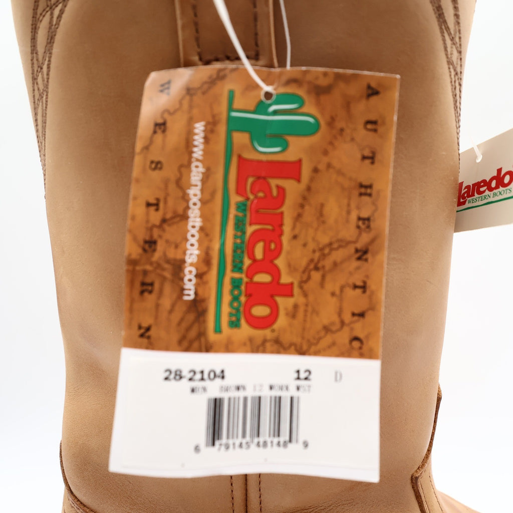 Laredo Y2K Western Boots Mens 12 D Tan Brown Leather Work Cowboy 2104 NIB - take2supply