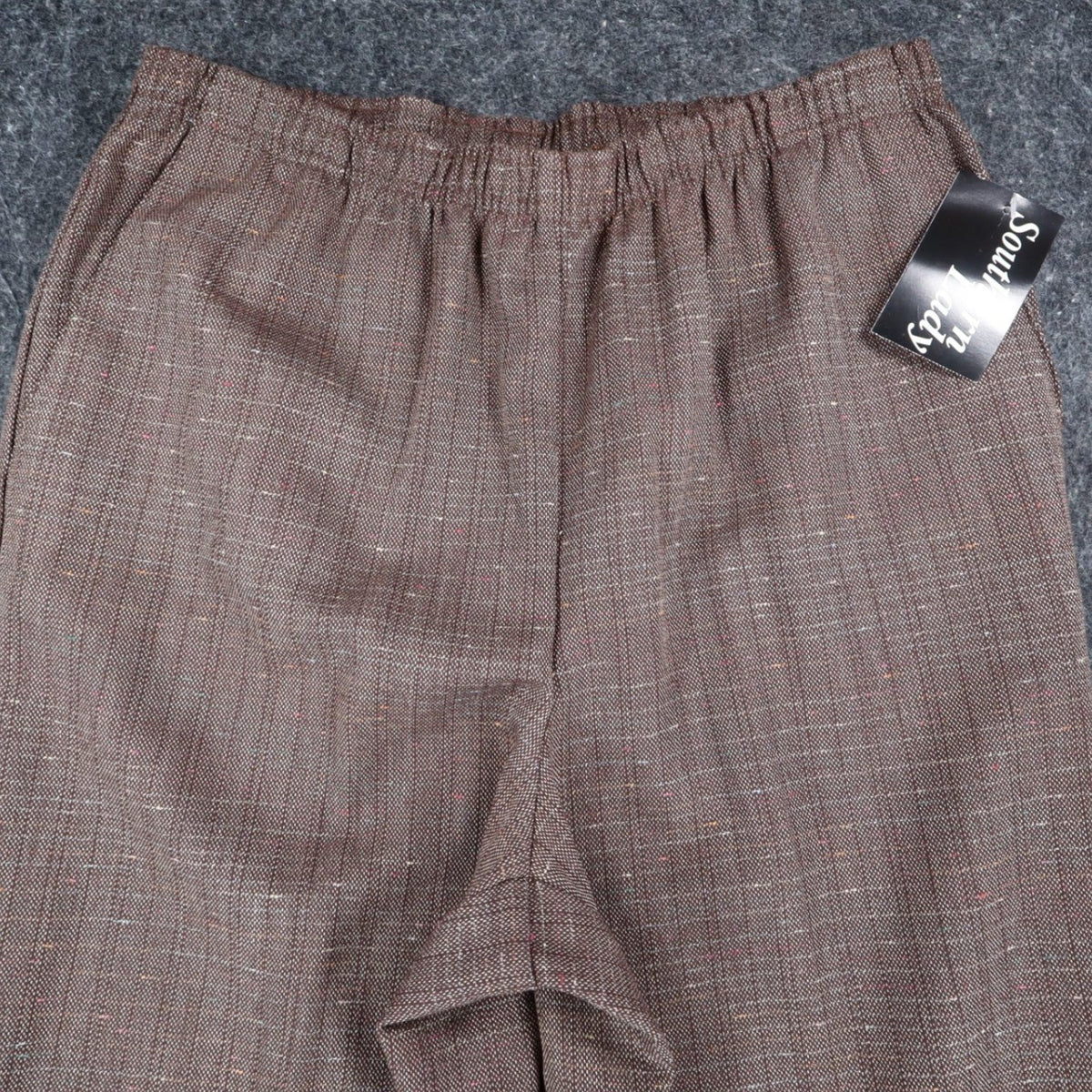 Southern Lady Pull On Pants Womens 14 Brown Hickory Elastic Waist Textured 58A2 - take2supply