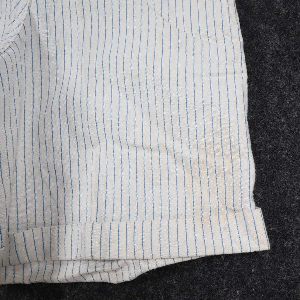 Lee Vintage 90s Striped Shorts Girls 14 White Blue Cotton High Waist Deadstock - take2supply