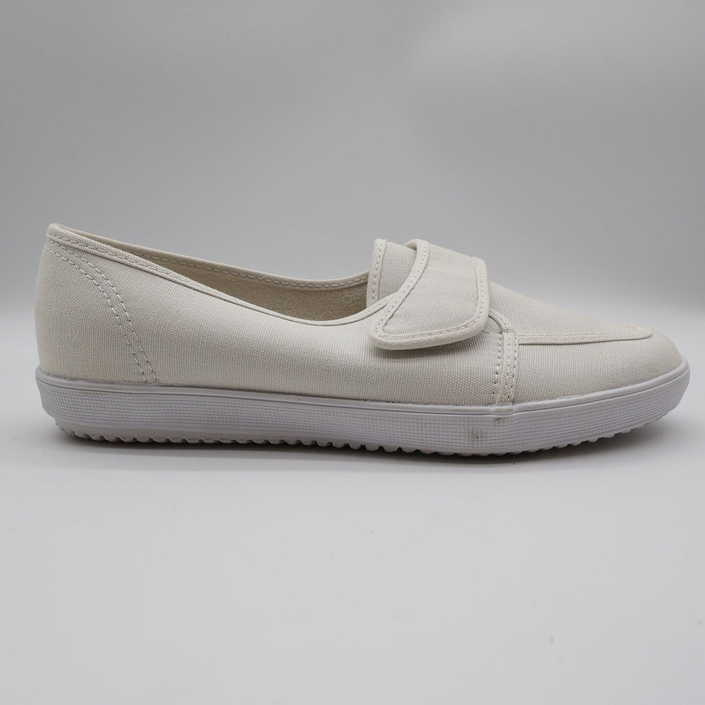Grasshoppers Skipjack II White Canvas Shoes Womens 7.5 W Wide Hook Loop EF20000 - take2supply