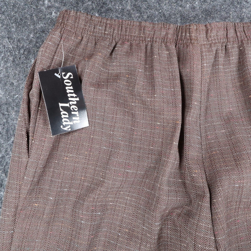 Southern Lady Pull On Pants Womens 14 Brown Hickory Elastic Waist Textured 58A2 - take2supply