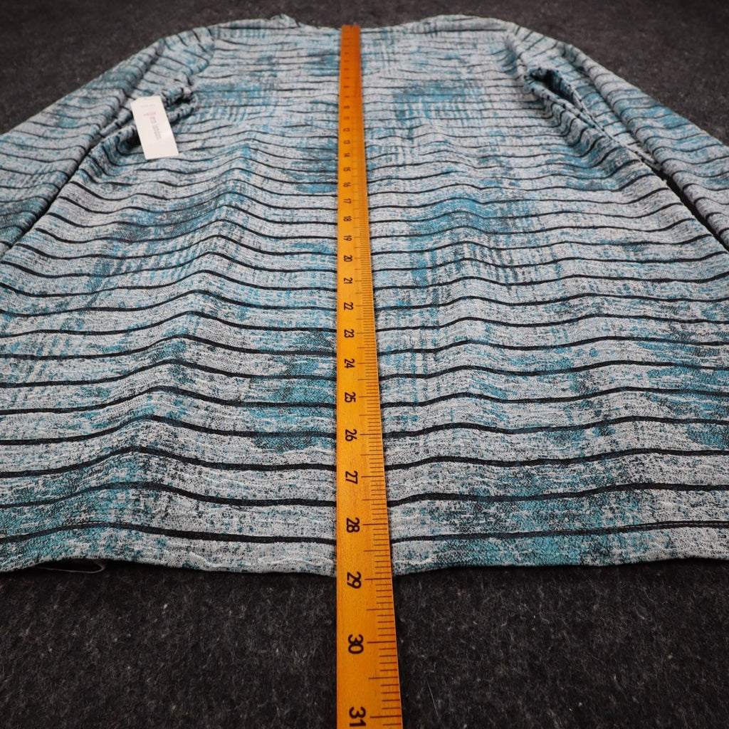 Erin London Top Womens Large Blue Grey Striped Long Sleeve Crew Neck - take2supply