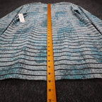 Erin London Top Womens Large Blue Grey Striped Long Sleeve Crew Neck - take2supply