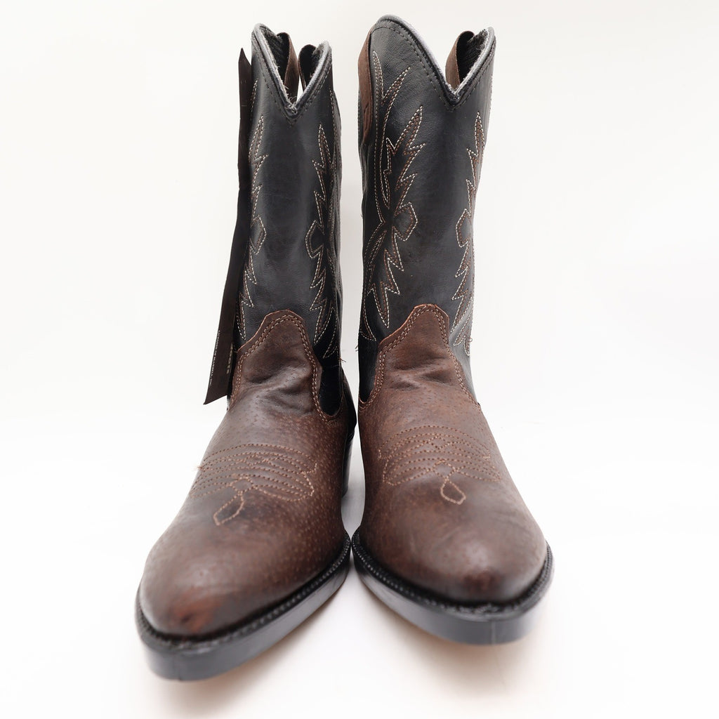 Wrangler Vintage Western Cowboy Boots Childrens 1.5 Brown Black Leather NWT - take2supply