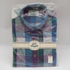 Van Heusen 417 Shirt Mens Medium Vintage 90s Plaid Short Sleeve Deadstock Blue - take2supply