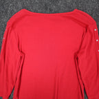 N Touch Top Womens Small Red Cotton Blend Rhinestone Split Sleeve Macintosh - take2supply