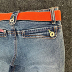 US Polo Assn Y2K Flare Jeans Girls 8 Blue Denim Stretch Belted NWT - take2supply