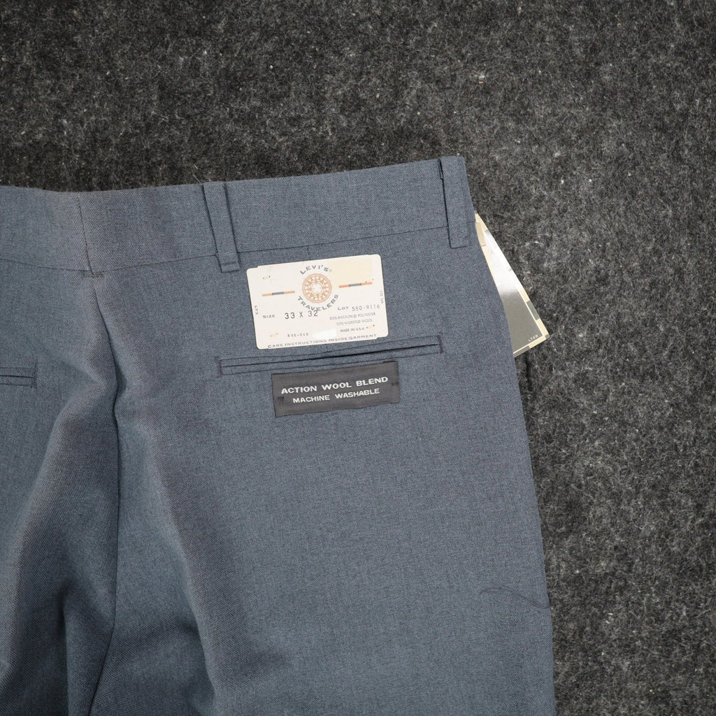 Levi's Travellers Trousers Mens 34x32 Vintage 80s Blue Gray Pleated Deadstock - take2supply