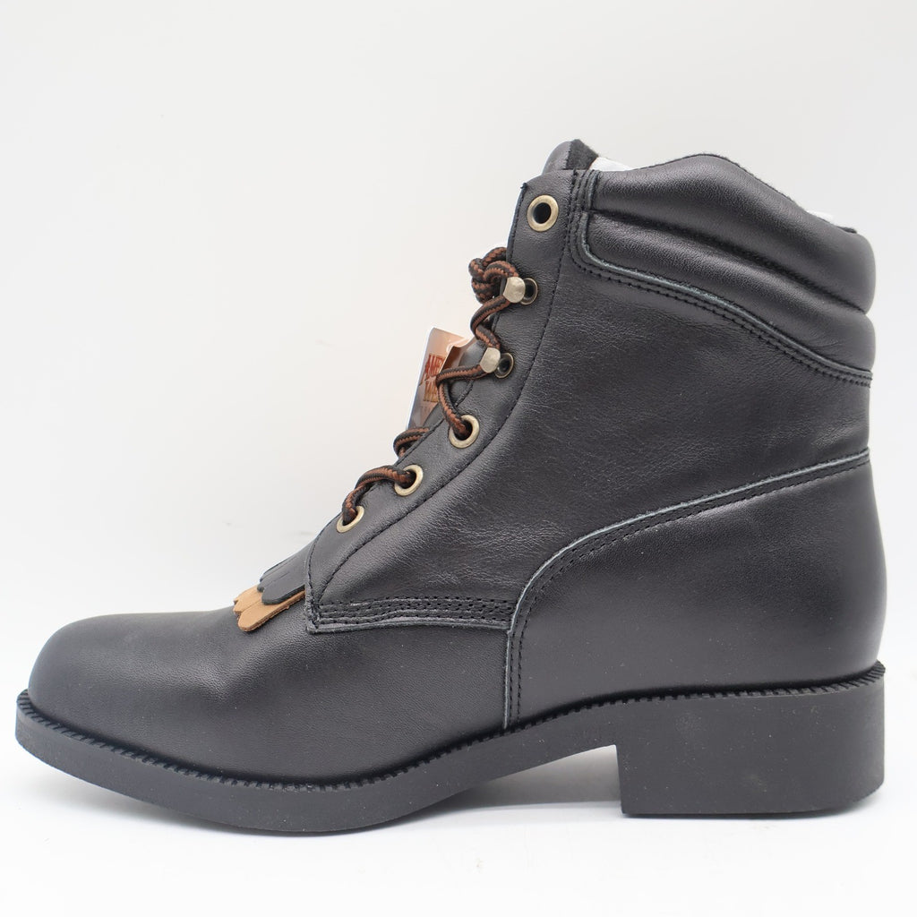 American West Saddle Brand Kiltie Boots Womens 7.5 Black Leather Vintage 2003 - take2supply