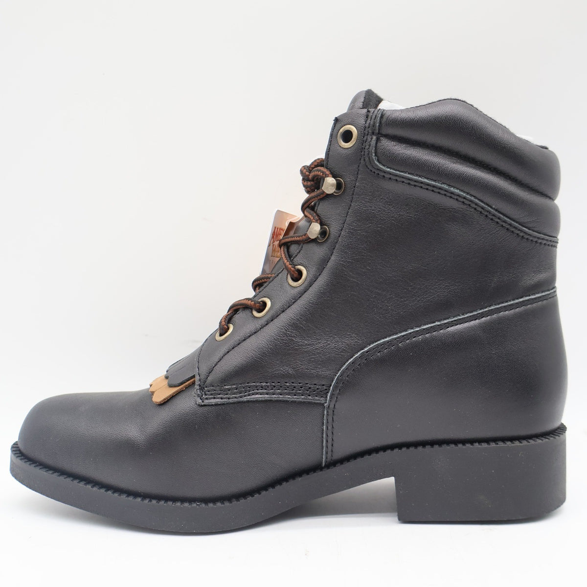 American West Saddle Brand Kiltie Boots Womens 7.5 Black Leather Vintage 2003 - take2supply