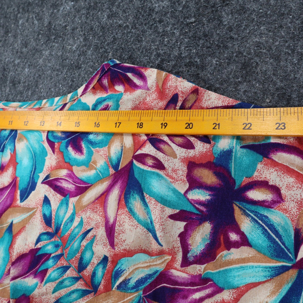 Xtrovert by Donnkenny Blouse Womens Medium Vintage 90s Rayon Tropical Floral USA - take2supply