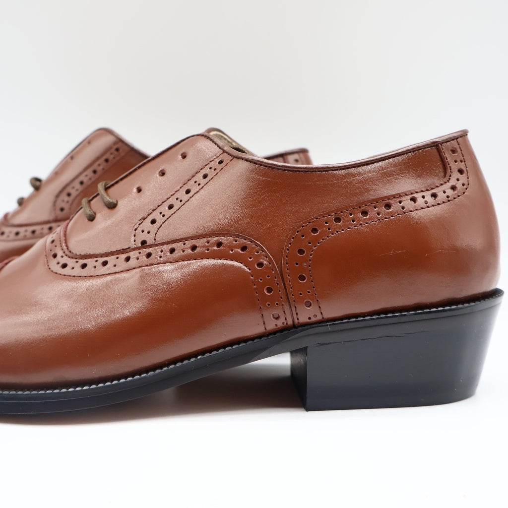 Conti Oxford Shoes Mens 9 D Vintage Brown Leather Cap Toe Brogue H1005 NOS - take2supply