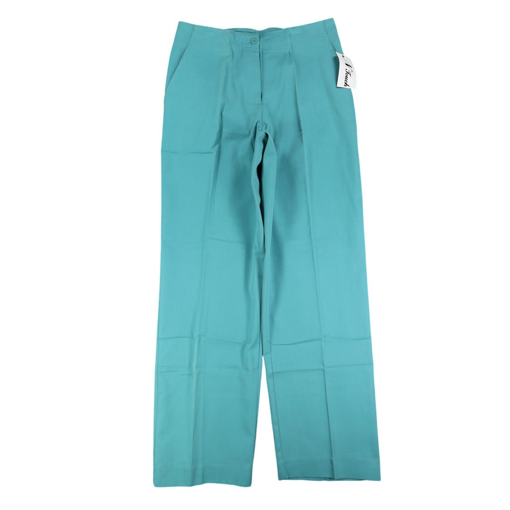 N Touch Straight Leg Pants Womens 10 Teal Azure Lagoon Cotton Tencel Trousers - take2supply